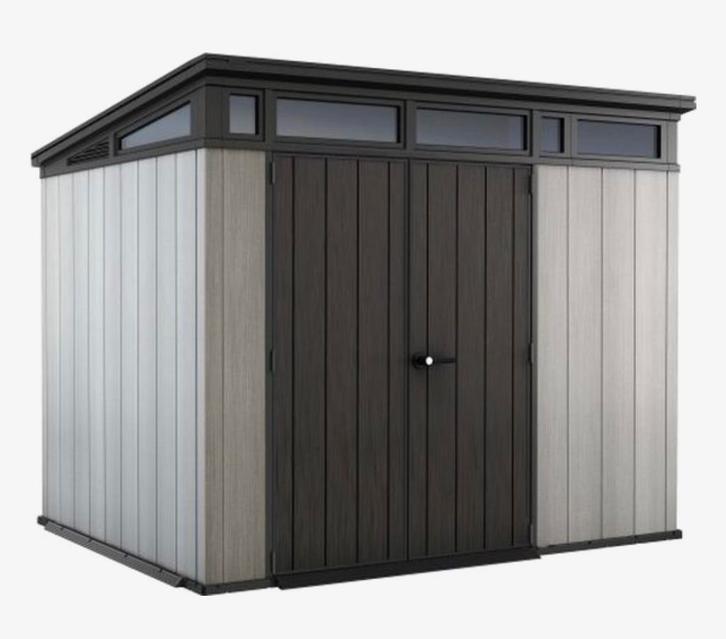 Keter Artisan 97 tuinhuis - 277x218x226cm - Grijs, Tuin en Terras, Tuinhuizen, Zo goed als nieuw, Tuinhuis, Kunststof, 250 tot 500 cm