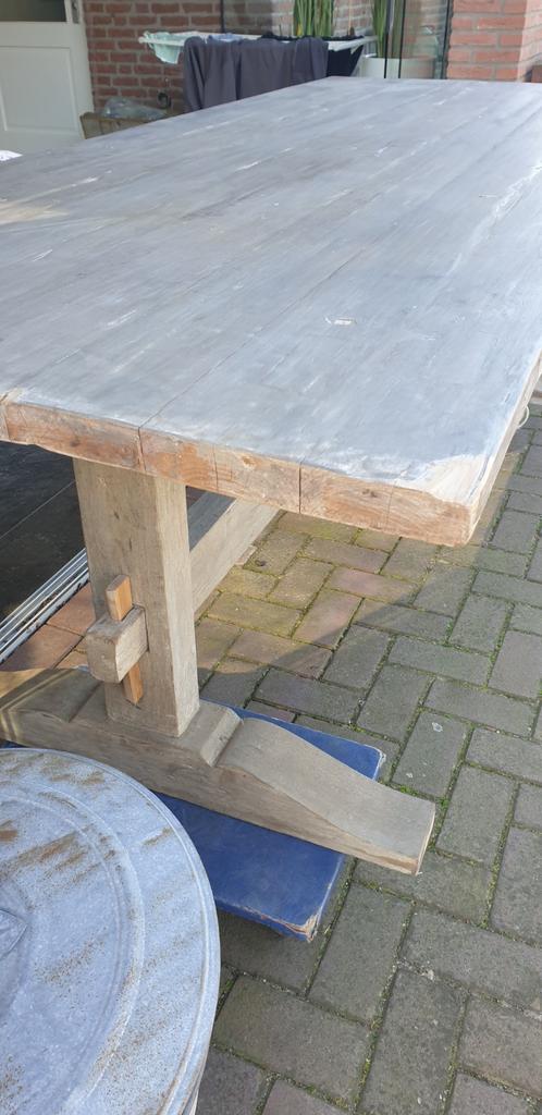 Teakhouten kloostertafel, br 240 cm, Ophalen, Zo goed als nieuw, Rechthoekig, Teakhout