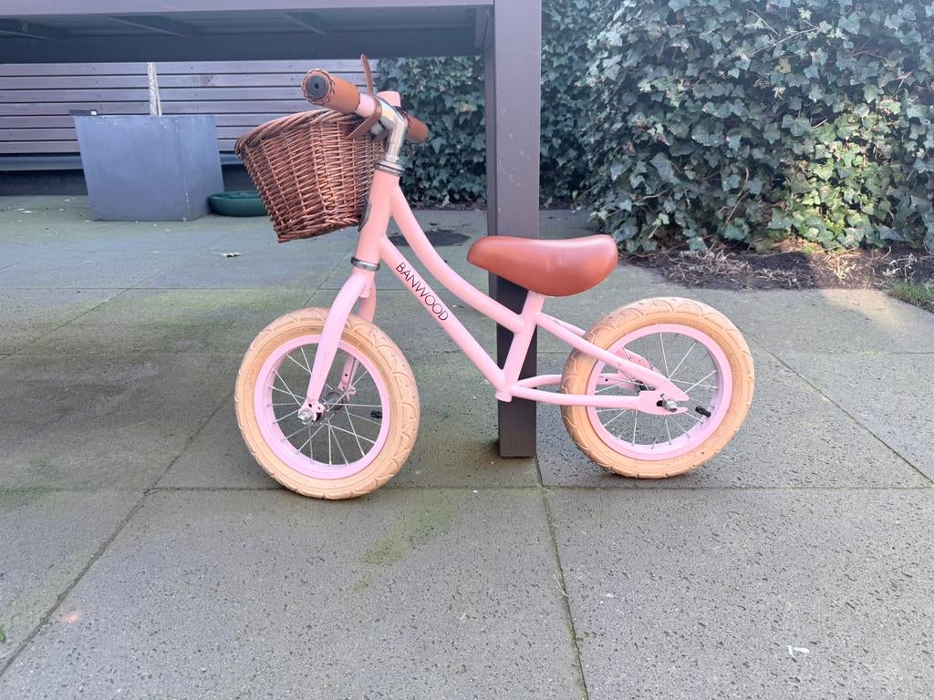 Loopfiets banwood roze, Ophalen, Gebruikt, Minder dan 16 inch