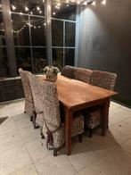 Mooie eettafel met stoelen - landelijke stijl, Ophalen, Gebruikt, 4 tot 6 stoelen