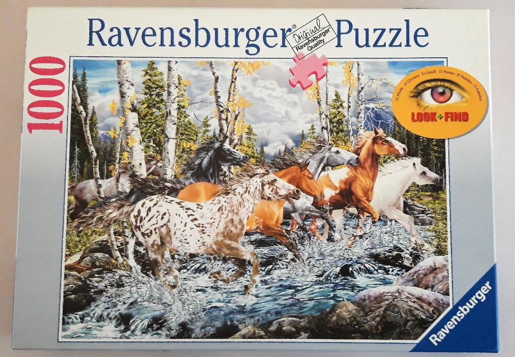 Ravensburger legpuzzel wilde paarden, 1000 stukjes., Hobby en Vrije tijd, Denksport en Puzzels, Ophalen of Verzenden, 500 t/m 1500 stukjes