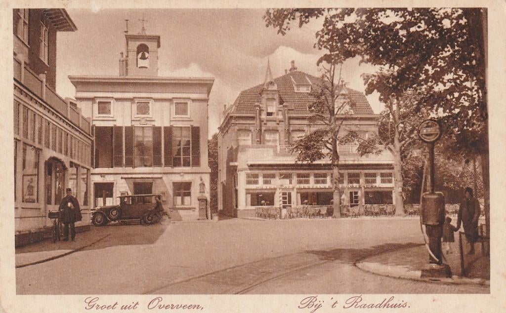 Overveen bij Aerdenhout Raadhuis benzinepomp, Ophalen of Verzenden, 1920 tot 1940, Ongelopen, Noord-Holland