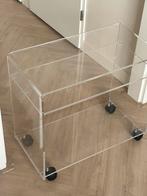 Vintage plexiglas trolley - bar cart - bijzettafel jaren 70, Ophalen, Gebruikt, Rechthoekig, Minder dan 55 cm