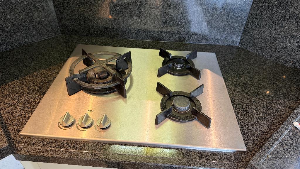 ATAG 3-pits inbouw gaskookplaat — RVS, Ophalen, Gebruikt, 3 kookzones of minder, Inbouw