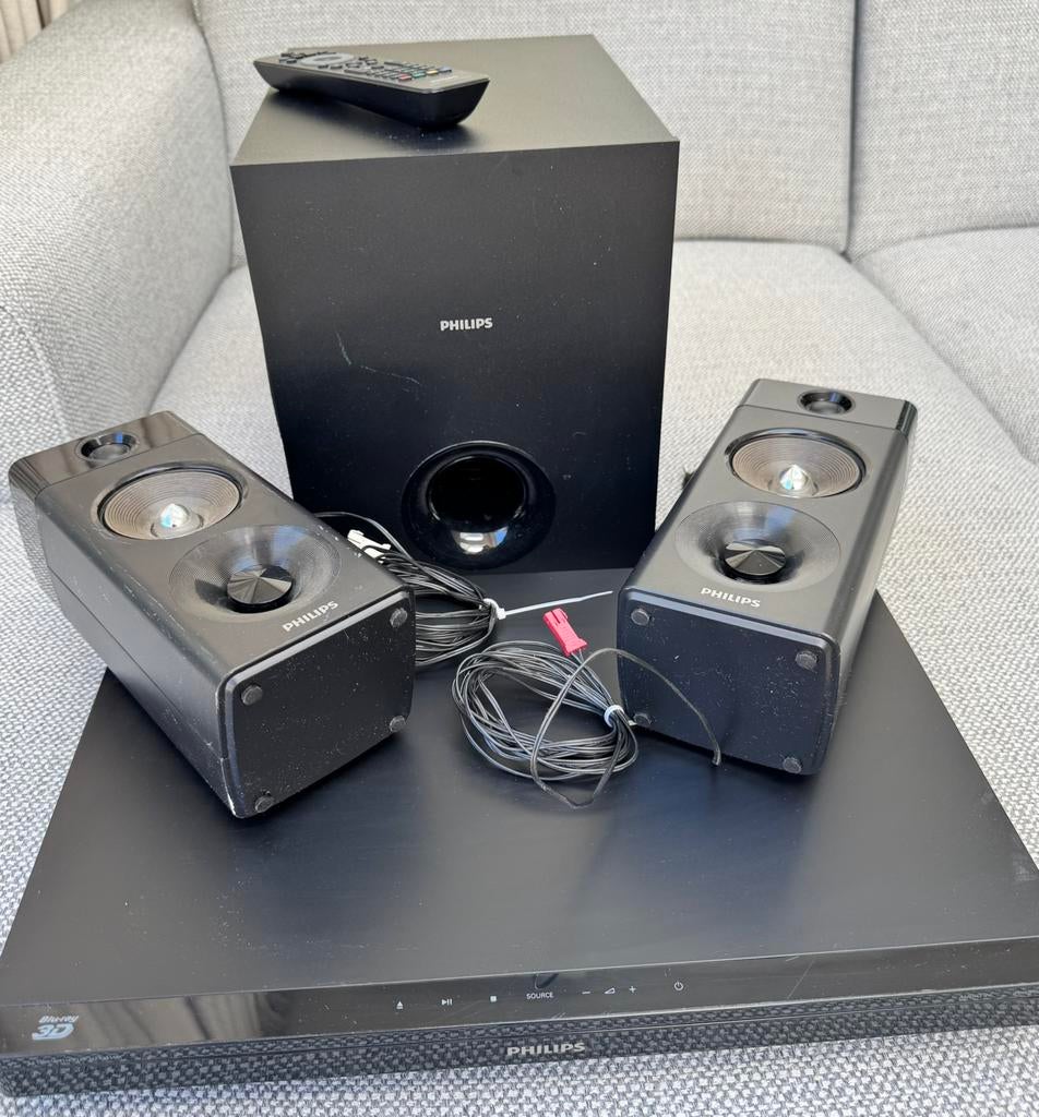 Philips 2.1 3D Blu-ray home cinema set, Audio, Tv en Foto, Home Cinema-sets, Philips, Gebruikt, 2.1-systeem, Blu-ray-speler