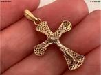Vintage gouden forse Kettinghanger kruis Jesus 14 k 585, Verzenden, Zo goed als nieuw, Kruis of Symbool, Goud