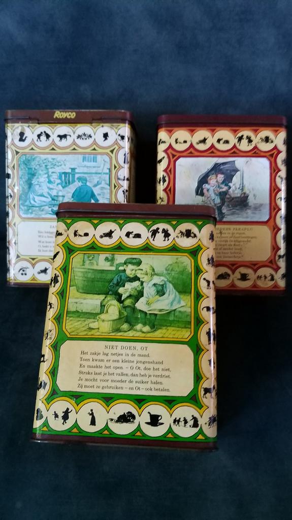 Vintage Royco blikjes: Ot en Sien & Onder moeders paraplu, Verzamelen, Ophalen of Verzenden, Gebruikt, Overige, Overige merken