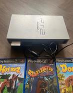 PlayStation 2 Slim met controller en 4 games, Ophalen of Verzenden, Met 1 controller, Zilver, Slim