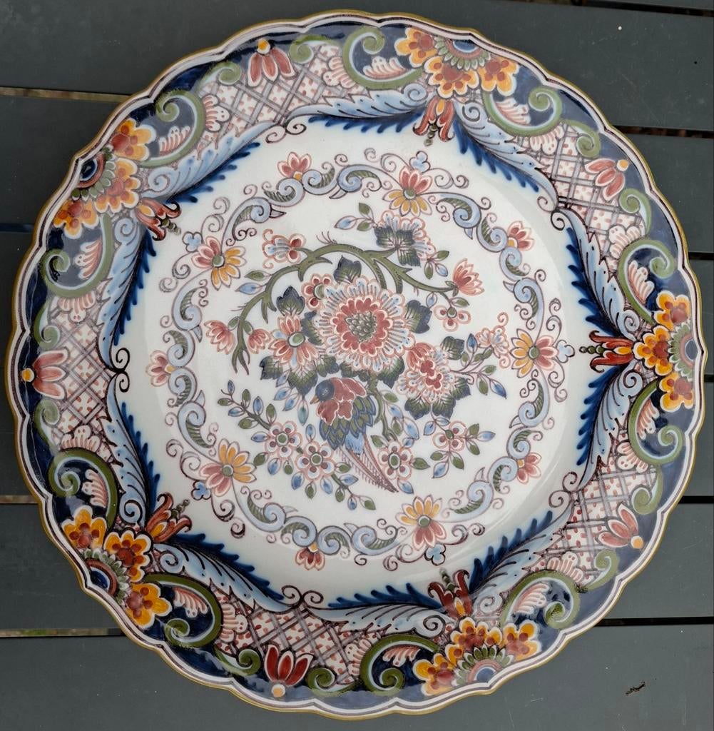 Prachtig handgeschilderd Makkum wandbord, bloemmotief, Ophalen of Verzenden