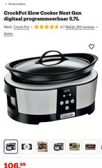 Crock-Pot Slowcooker Next Gen 5,7L - Digitaal, Crock-Pot, Support@crockpot.com, Nieuw, Ophalen of Verzenden