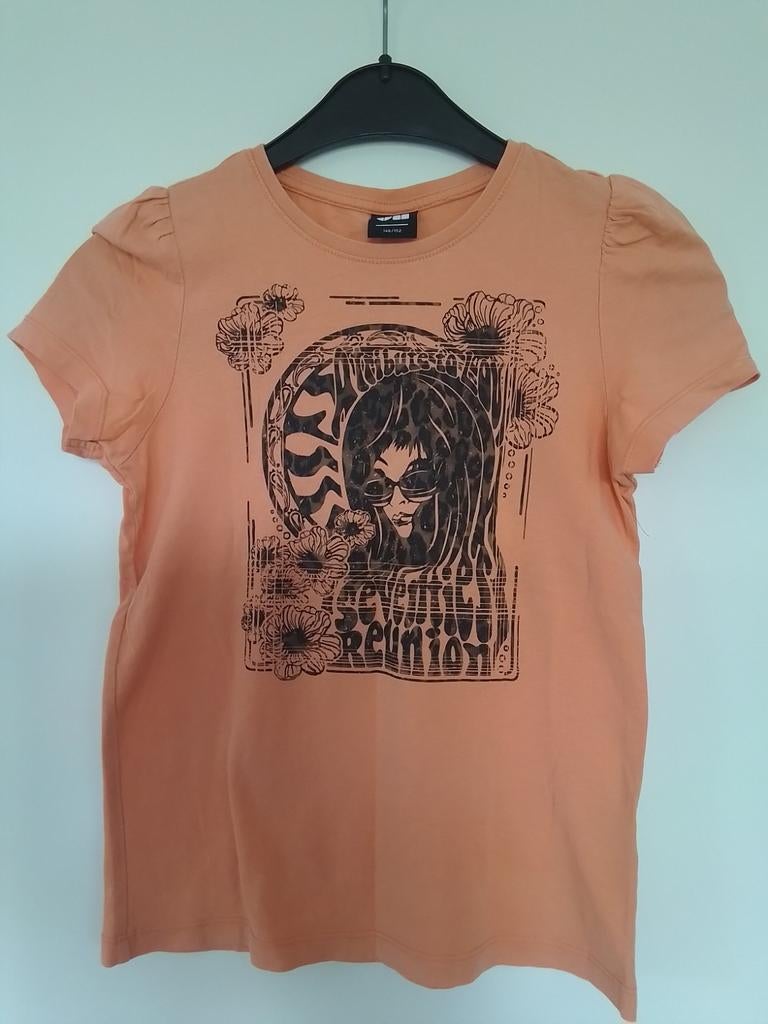 Oranje shirtje Jill&Mitch mt 146-152, Meisje, Ophalen of Verzenden, Zo goed als nieuw, Shirt of Longsleeve