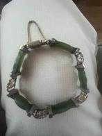 Antieke Chinese Jade Armband met Zilveren Details, Overige materialen, Gebruikt, Ophalen of Verzenden, Met edelsteen