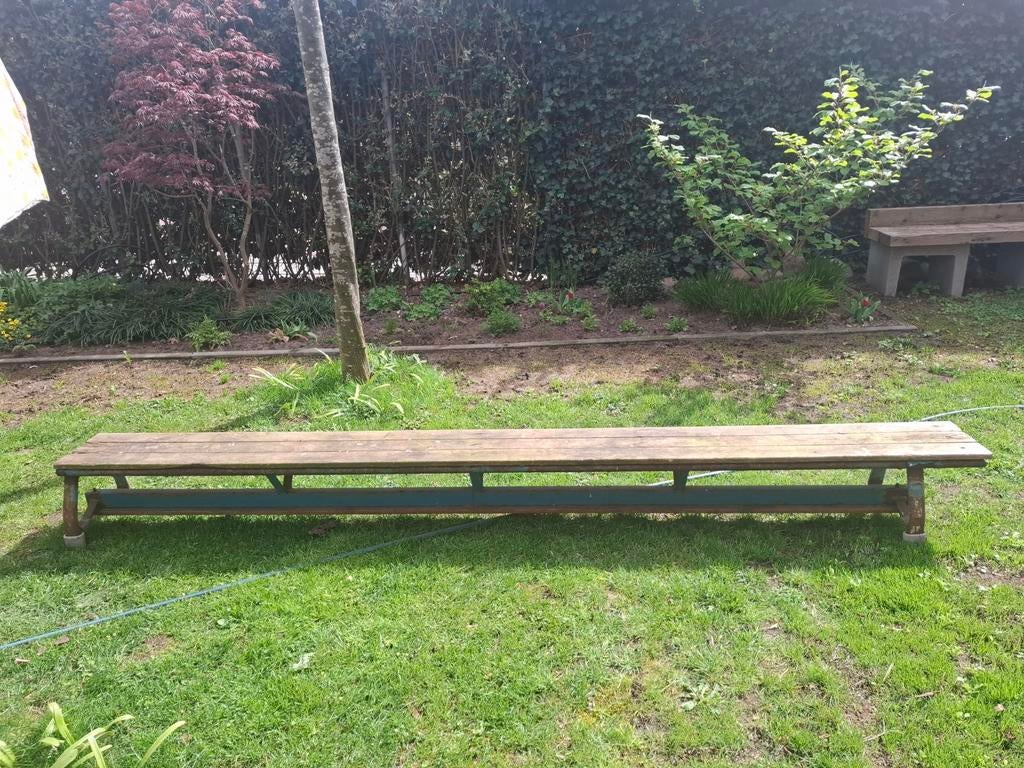 Oude gymnastiekbank, retro turnbank, Sport en Fitness, Turnen, Ophalen, Gebruikt, Bruin, Materiaal