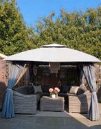 Modern 3x3m Paviljoen voor Tuin - Grijs met Gordijnen, Ophalen, Minder dan 4 meter, Zo goed als nieuw, Paviljoen