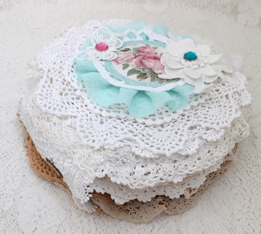 Handgemaakt Interieur Notitieboek – Shabby Chic met Kant, Verzenden