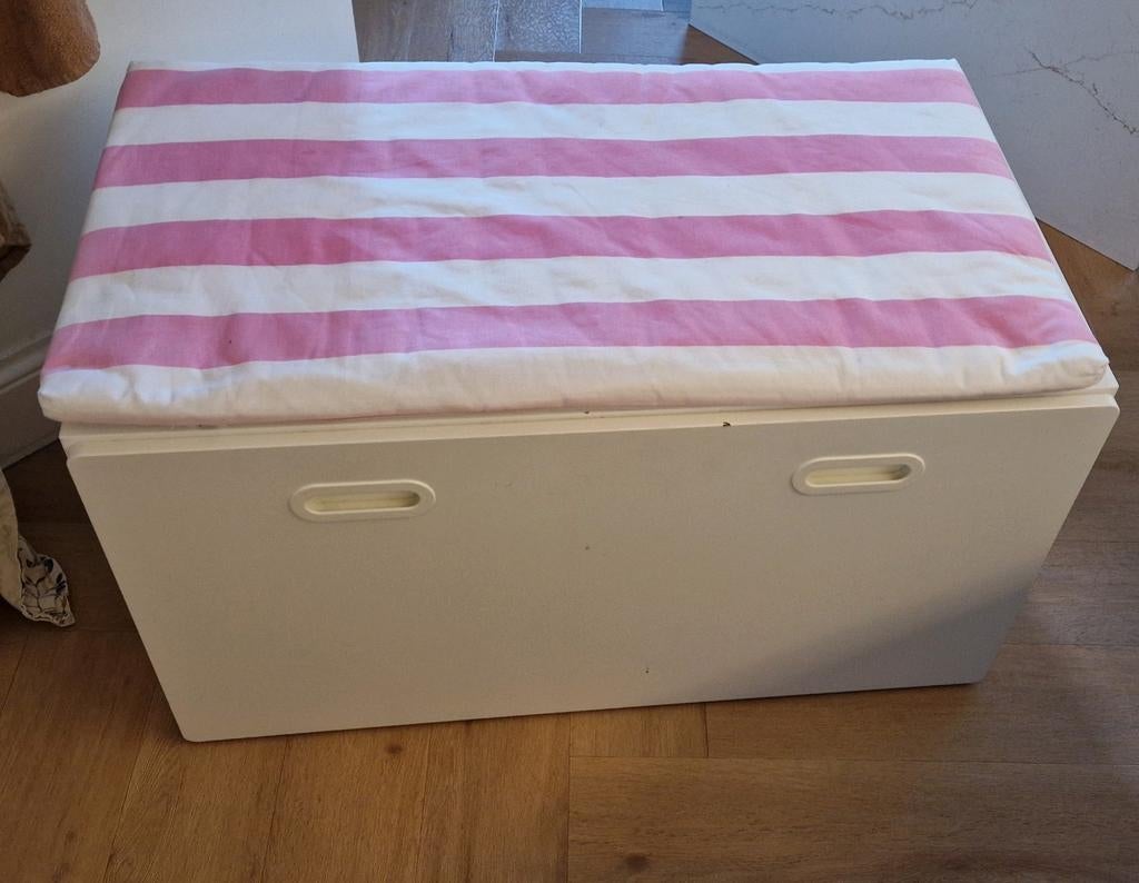 Ikea Stuva Speelgoedkist Wit met Roze/Wit Kussen, Ophalen, Gebruikt, Overige typen, Hout