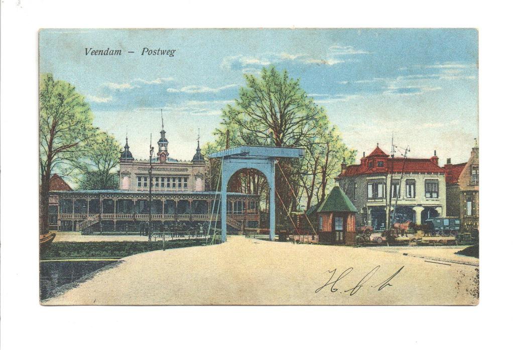 Veendam, Postweg., Verzamelen, Ansichtkaarten | Nederland, Ophalen of Verzenden, Voor 1920, Gelopen, Groningen