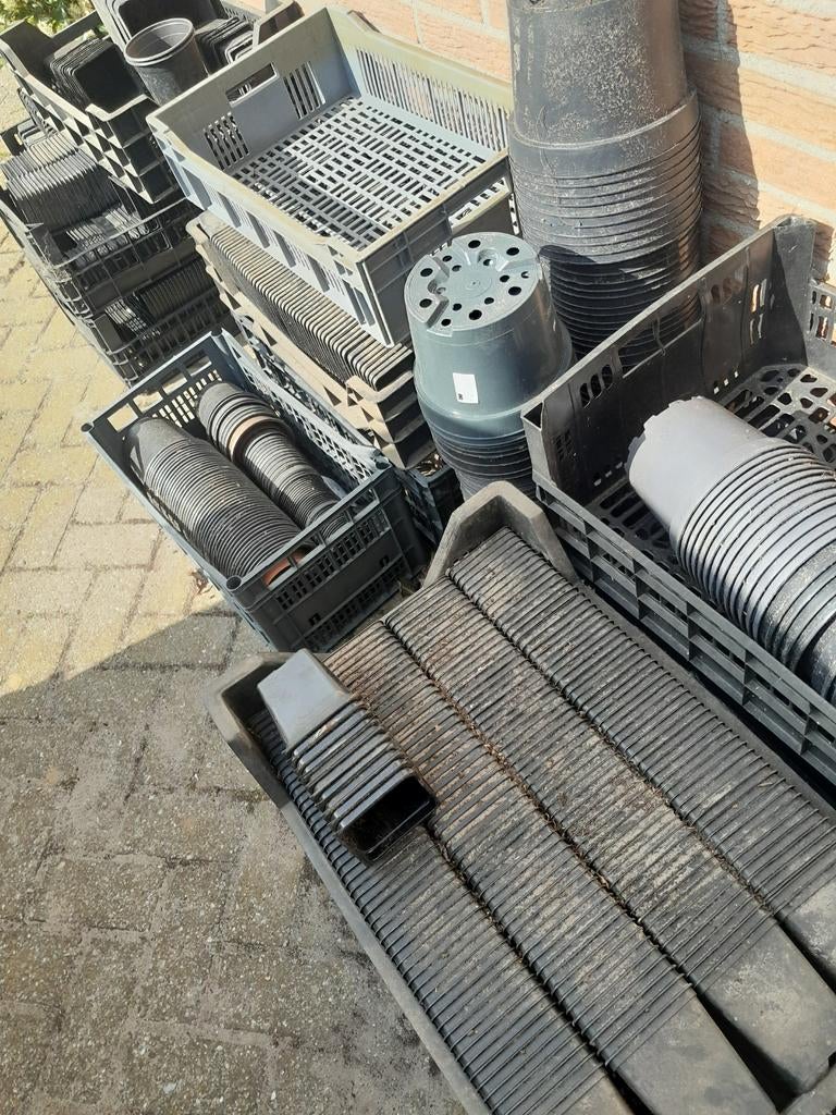 Grote partij gebruikte plantenpotten en kweekbakken, Ophalen of Verzenden, Gebruikt