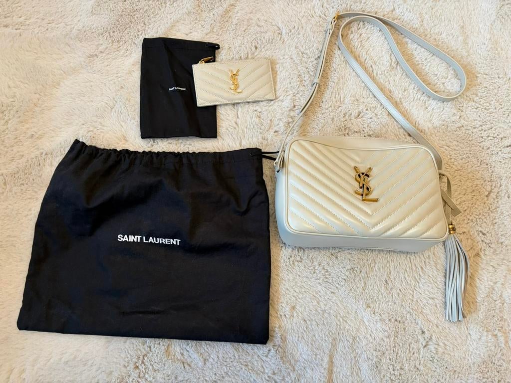 Yves Saint Laurent tas + pasjeshouder zgan, Ophalen, Zo goed als nieuw, Zwart, Schoudertasje