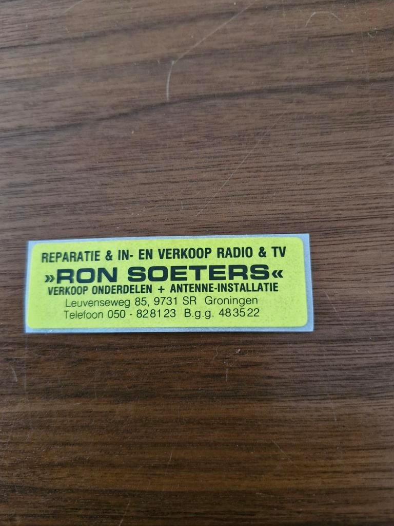 6933 Sticker Ron Soeters Reparatie & in en verkoop radio &tv, Ophalen of Verzenden, Zo goed als nieuw