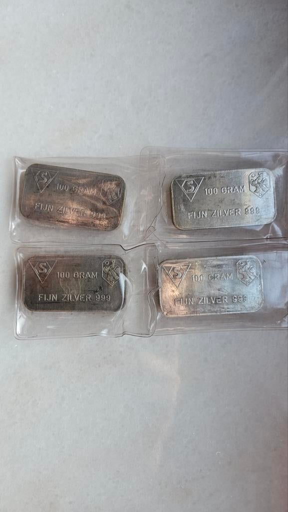 4 x 100 gram Schöne Abn, Postzegels en Munten, Edelmetalen en Baren, Ophalen of Verzenden, Zilver