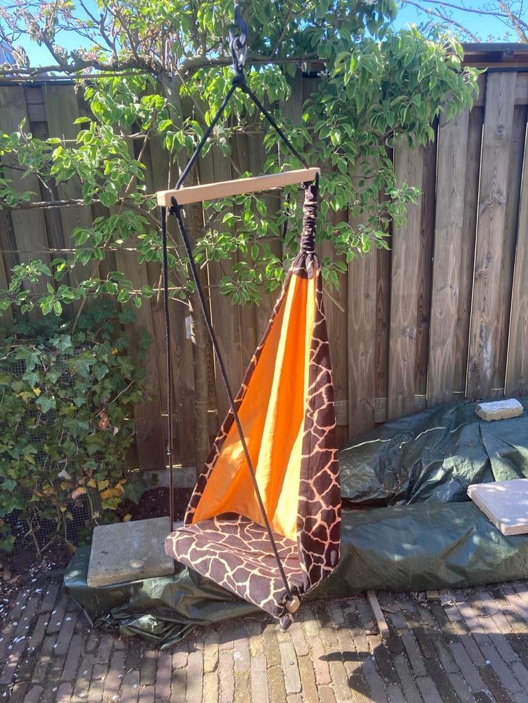Kinder schommel hangstoel met giraffenprint, Ophalen of Verzenden, Gebruikt, Schommel