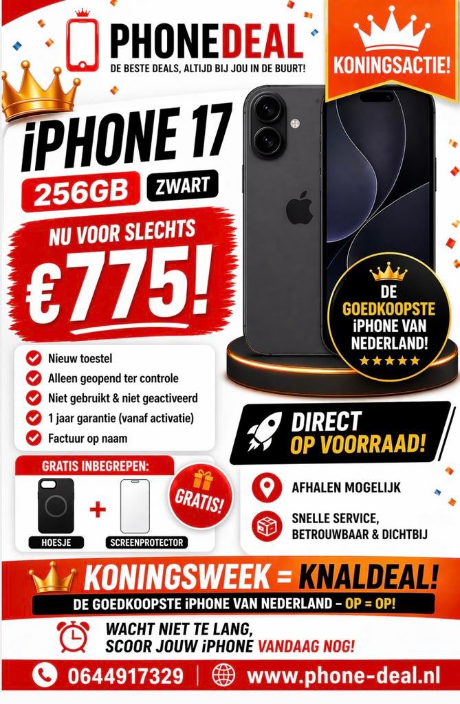 Apple iPhone 17 256 Nieuw gb factuur + Garantie, Telecommunicatie, Mobiele telefoons | Apple iPhone, 256 GB, Apple, Apple, Zwart