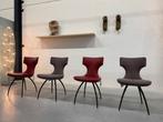 4 Leolux Callas Eetkamerstoel Rood leer Stof Design Stoel, Leolux, Nieuw, Ophalen of Verzenden, Vier