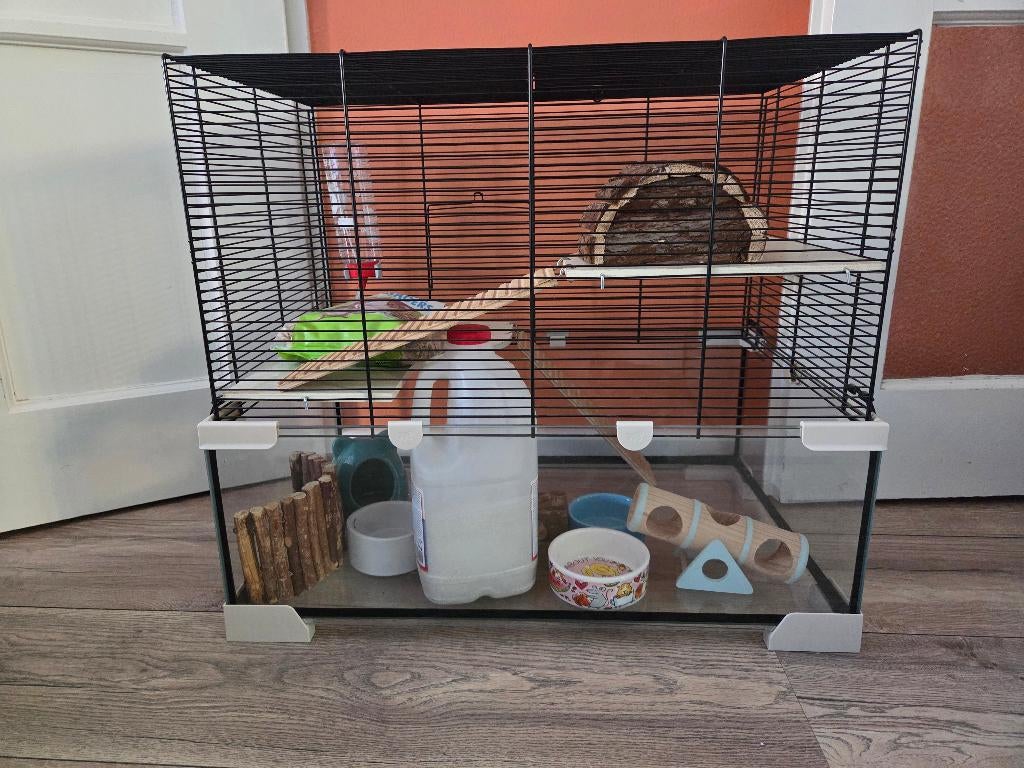 Hamsterkooi met toebehoren, Dieren en Toebehoren, Knaagdieren en Konijnen | Hokken en Kooien, Kooi, Minder dan 75 cm, Zo goed als nieuw