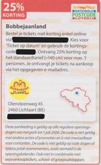 Bobbejaanland. Lichtaart. Belgie. 25% korting. Postcode bon., Drie personen of meer, Kortingskaart