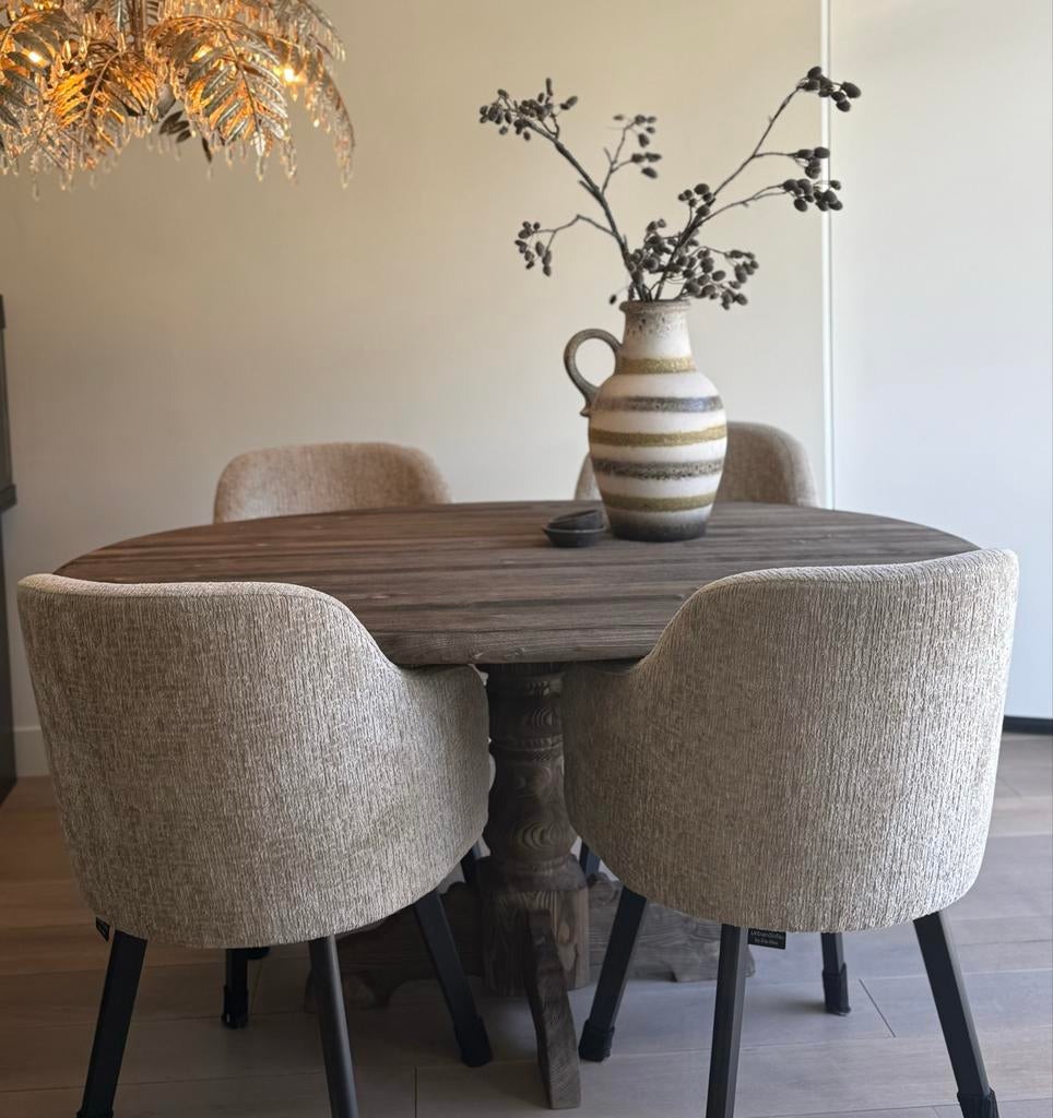 Ovale houten Kloostertafel 160x115cm - Landelijke stijl, Huis en Inrichting, Tafels | Eettafels, Ophalen, Gebruikt, 100 tot 150 cm