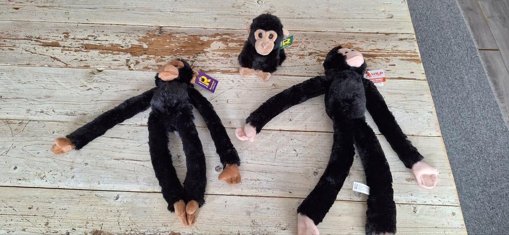 3 knuffels apen chimpansee, Kinderen en Baby's, Speelgoed | Knuffels en Pluche, Ophalen of Verzenden, Nieuw, Overige typen