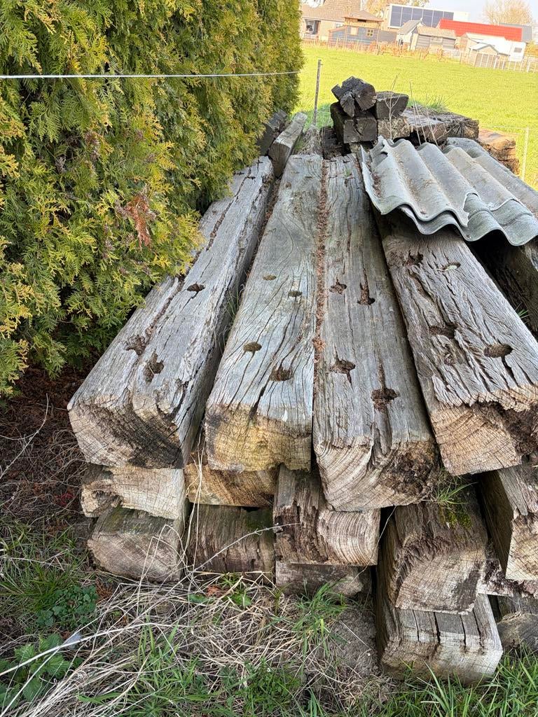 Houten bielzen voor tuin of landschap, Ophalen, Gebruikt, 25 tot 50 cm, 25 cm of meer