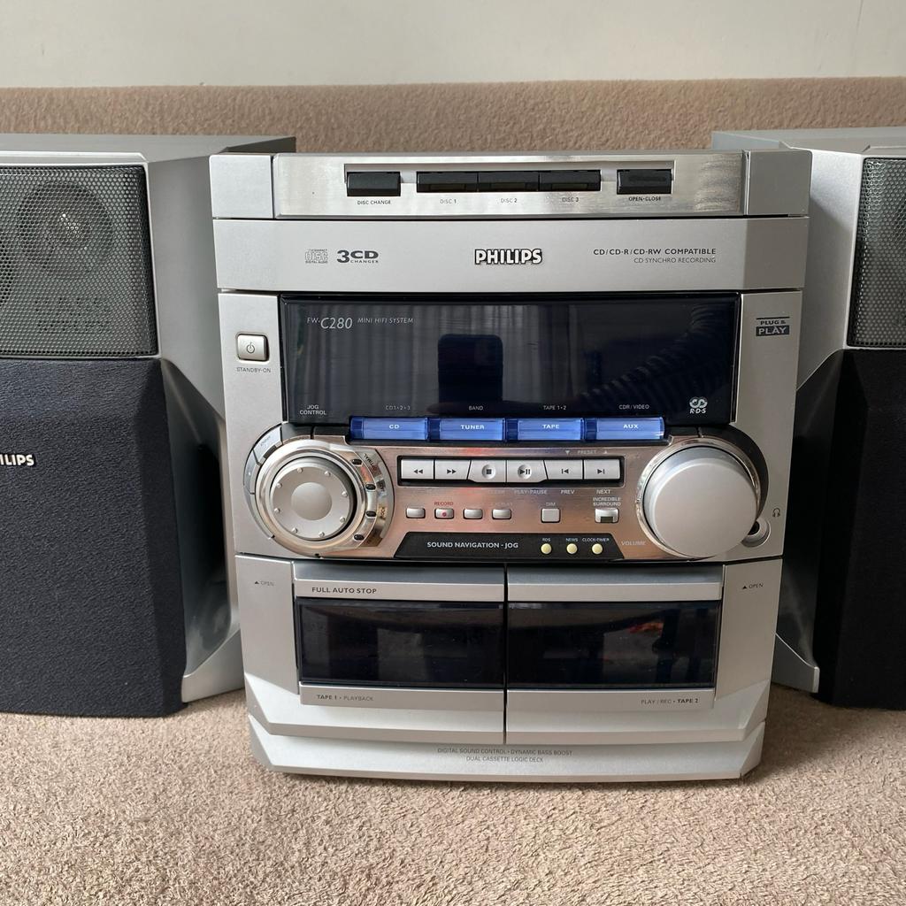 Philips FW-C280 Mini Hifi System, Philips, Gebruikt, Cassettedeck, Ophalen of Verzenden