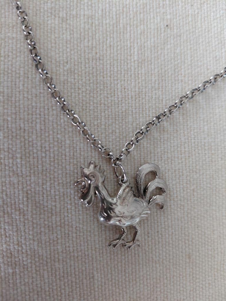 zilveren Jasseron ketting met één grote zilveren bedel., Sieraden, Tassen en Uiterlijk, Kettingen, Met hanger, Gebruikt, Verzenden