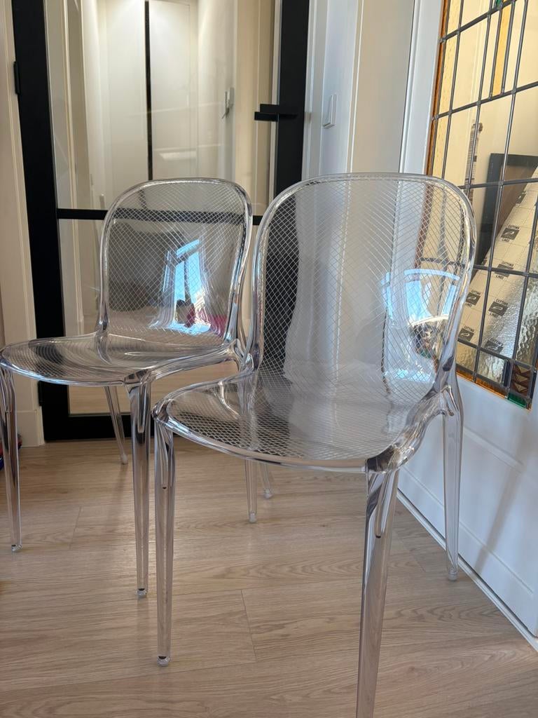 2x Kartell Thalya designer stoelen - transparant, Huis en Inrichting, Stoelen, Ophalen, Gebruikt, Twee