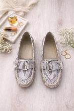 Stijlvolle instappers slangenprint en gesp laura di sarpi, Instappers, Ophalen of Verzenden, Zo goed als nieuw, Grijs