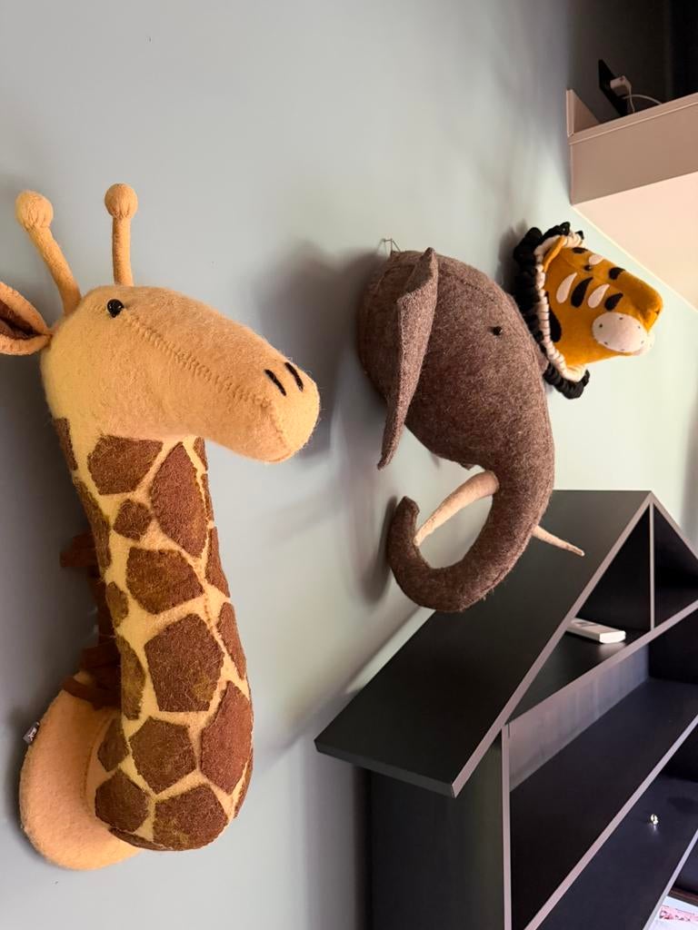 3 Fiona walker dierenkoppen groot olifant/tijger/giraffe, Ophalen of Verzenden, Zo goed als nieuw, Wanddecoratie