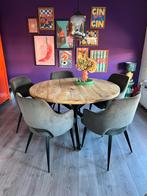 Mooie ronde eettafel van mangohout - 130cm, Huis en Inrichting, Tafels | Eettafels, Ophalen, Gebruikt, 100 tot 150 cm, Rond