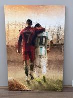 Canvas Schilderij Ronaldo & Messi, Huis en Inrichting, Ophalen, 50 tot 75 cm, Zo goed als nieuw, Schilderij