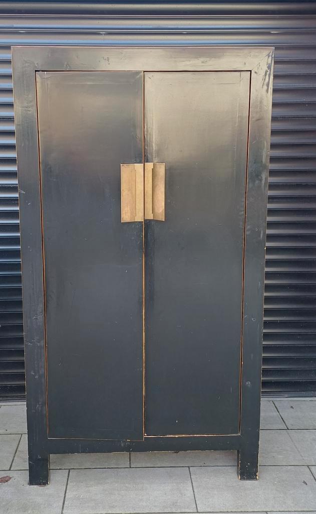 Prachtige Grote zwarte chinese bruidskast/kast, Antiek en Kunst, Antiek | Meubels | Kasten, Ophalen of Verzenden