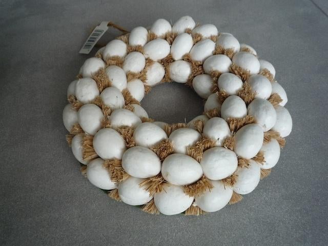 Decoratie kransje kleine eitjes en “stro” ertussen NIEUW!, Diversen, Pasen, Ophalen of Verzenden, Nieuw