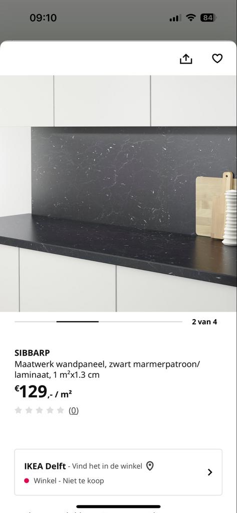 Nieuw marmerlook aanrechtblad en wandpanelen - diverse maten, 100 tot 150 cm, Zwart, Nieuw, Ophalen of Verzenden