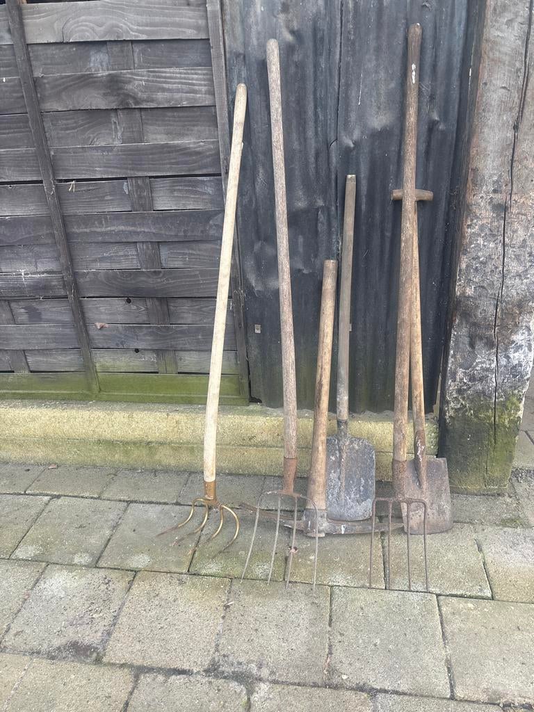Diverse tuingereedschappen: vorken en schoppen, Ophalen, Gebruikt, Vork