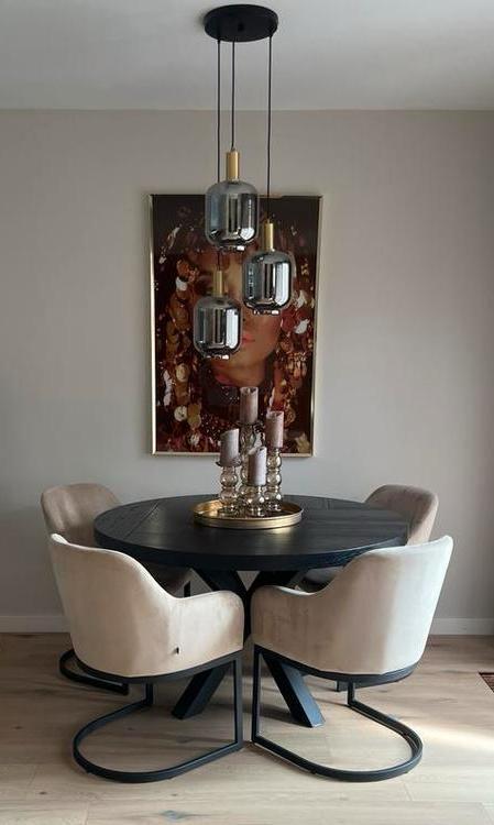 Mooie ronde eettafel eikenhout Visgraat, Huis en Inrichting, Tafels | Eettafels, Zo goed als nieuw, 100 tot 150 cm, 100 tot 150 cm