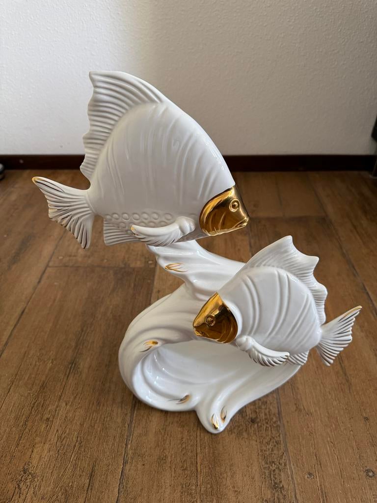 Porselein vissenbeeld met goudlaag, Ophalen