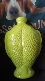 Prachtige bijzondere groene vissen vaas, Ophalen of Verzenden, Minder dan 50 cm, Groen, Glas