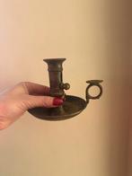 Antieke messing blaker / kaarsenhouder met vingerlus, Ophalen of Verzenden, Koper of Brons