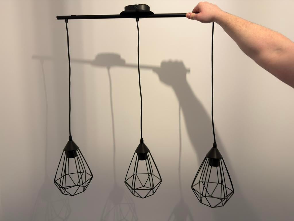 Plafondlamp Zwart metaal Eettafellamp Hanglamp Industrieel, Huis en Inrichting, Lampen | Hanglampen, Ophalen, Zwart, Zo goed als nieuw