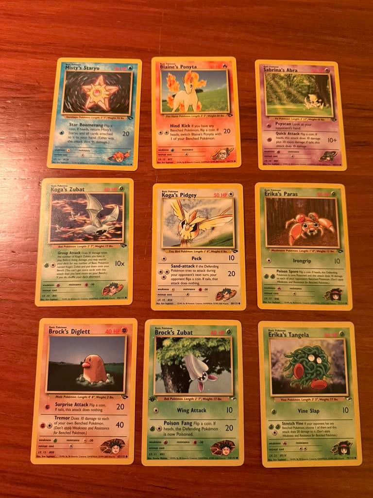 9 Pokemonkaarten Engelse editie, Ophalen of Verzenden, Gebruikt, Meerdere kaarten